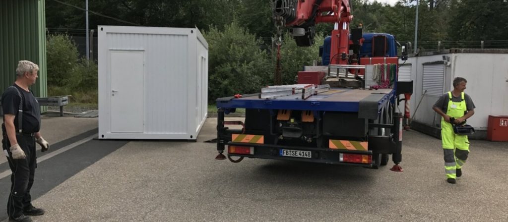 Fertig montierte Containeranlage für den Werkschutz