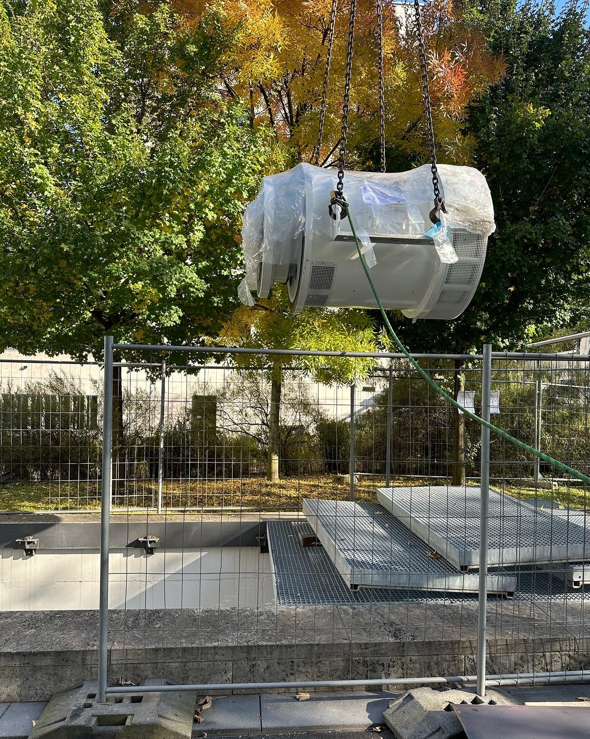 Standby generator in a data center plant room during servicing
